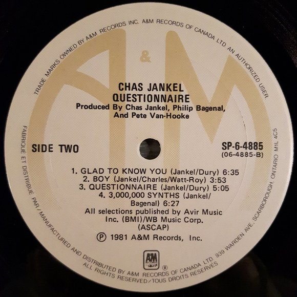 Chas Jankel - Questionnaire - Vinyl LP Record - Picture 4 of 4